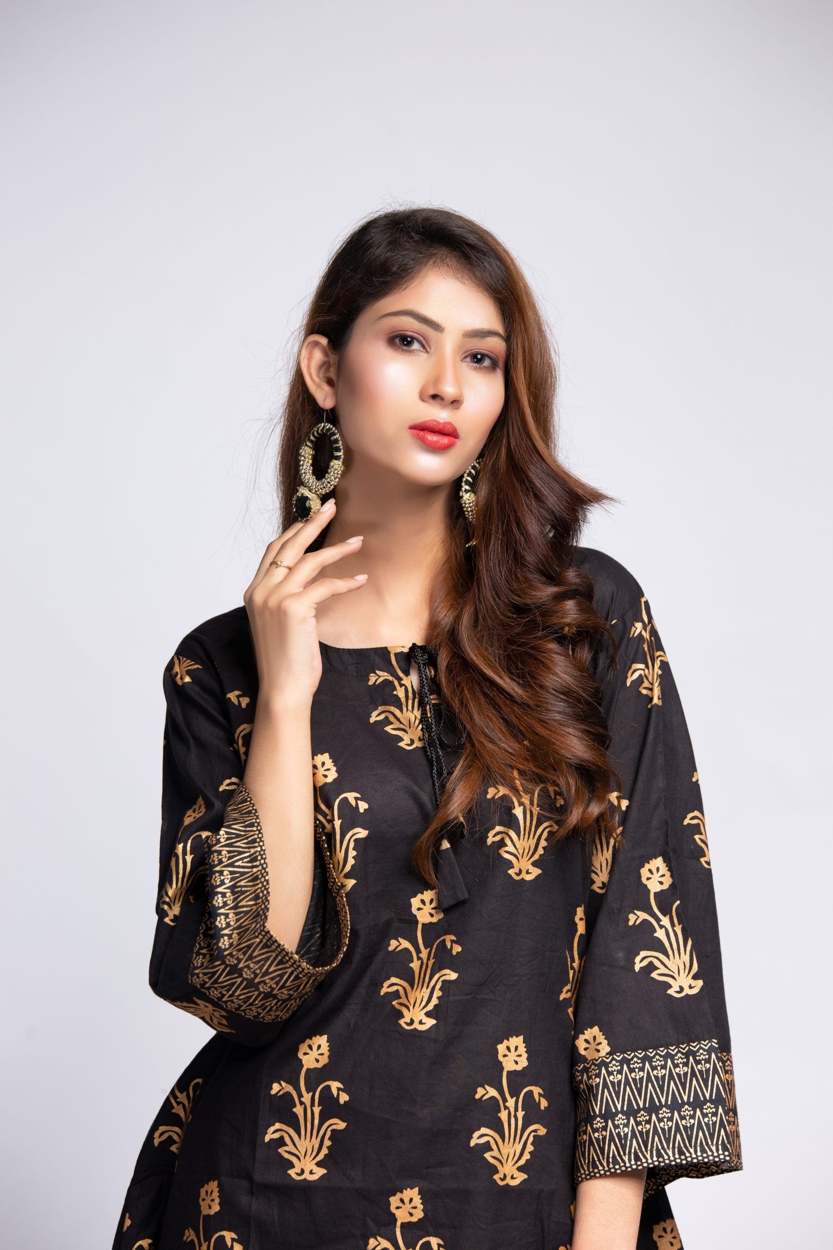 Black printed short shirt  Set