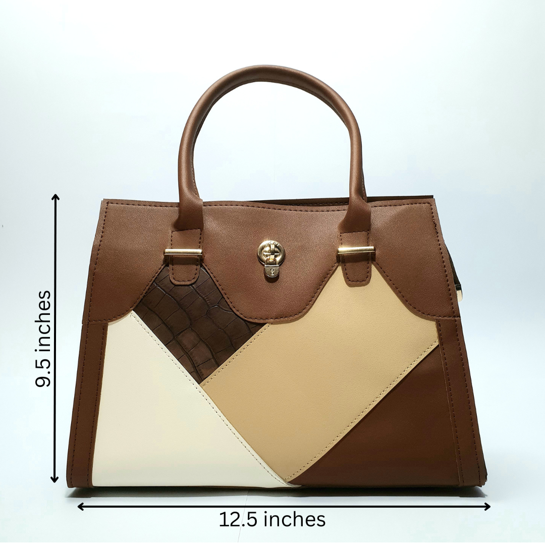 Geometric Tote Bag - Beige and Brown