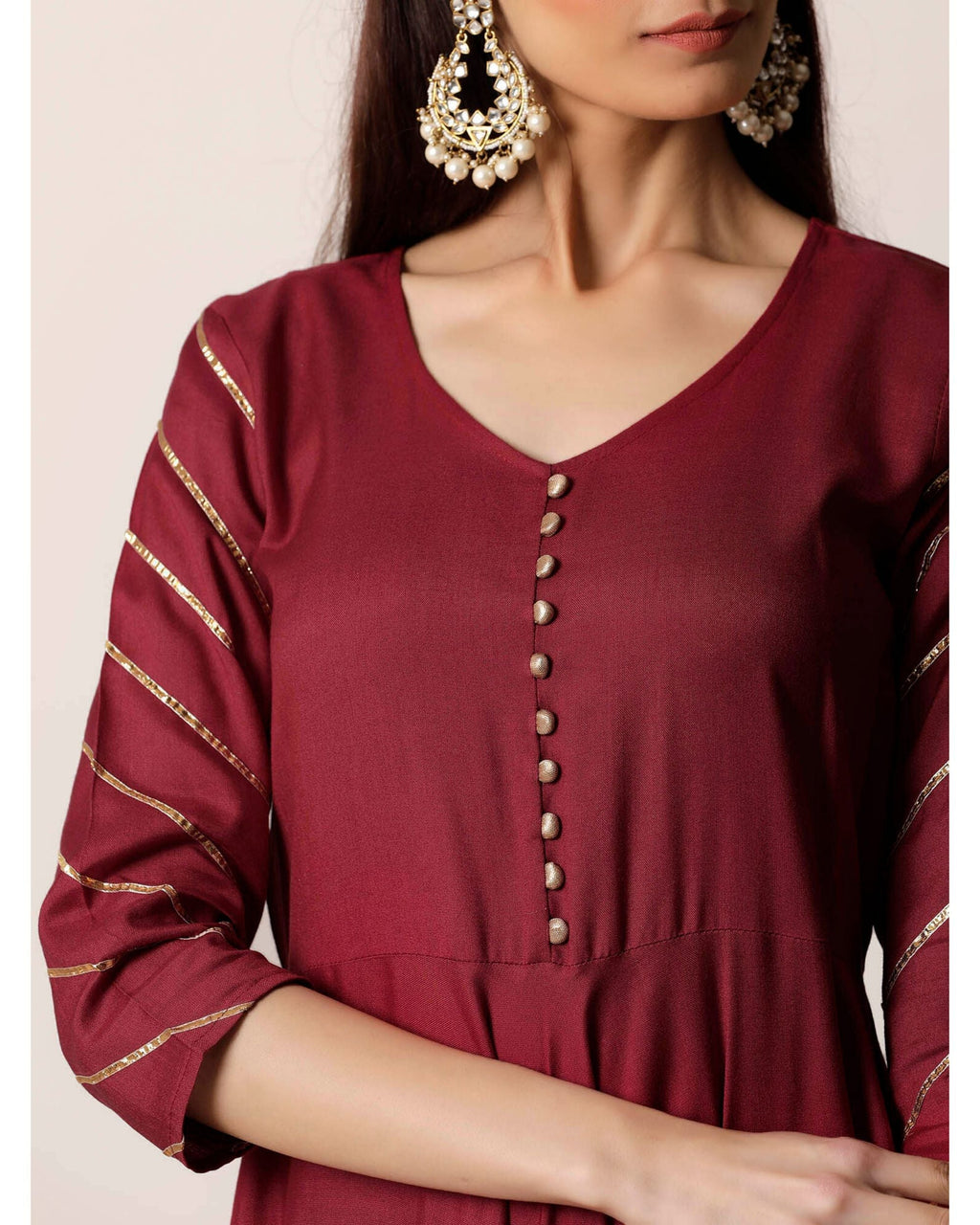 Maroon Gota Kurta And Palazzo(Optional)