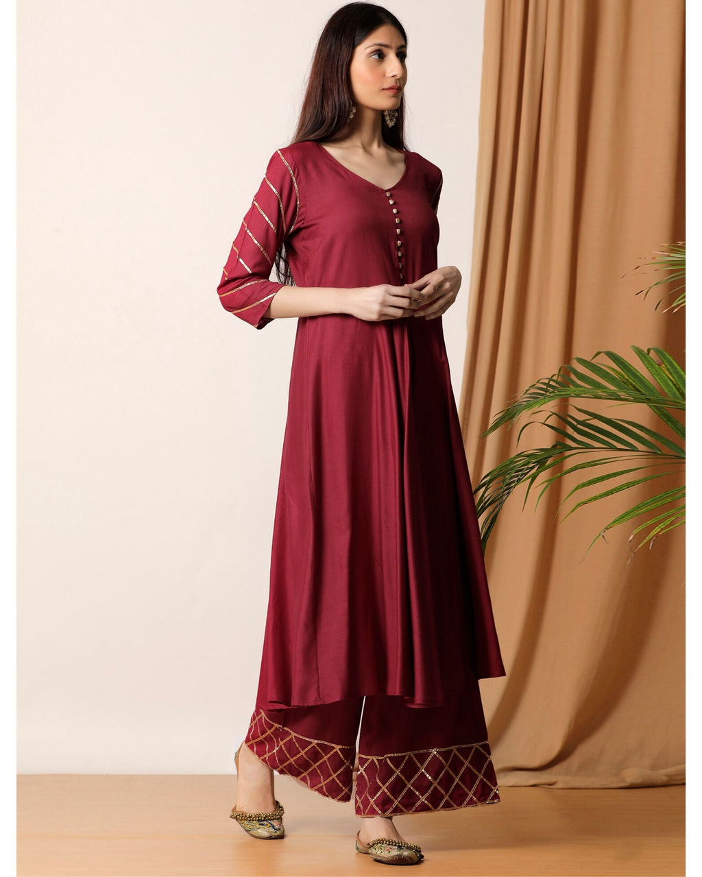 Maroon Gota Kurta And Palazzo(Optional)