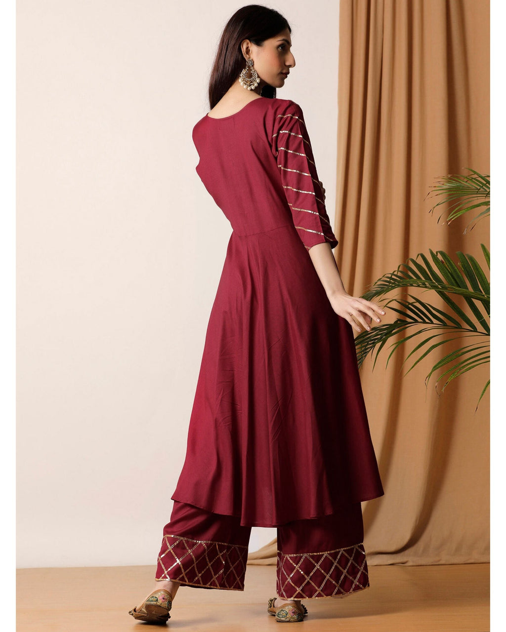 Maroon Gota Kurta And Palazzo(Optional)