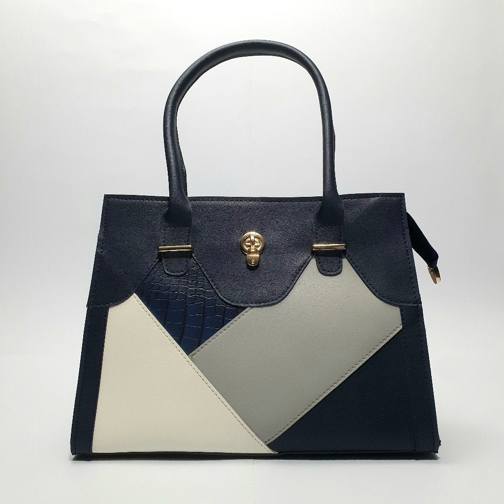 Geometric Tote Bag - Beige and Brown