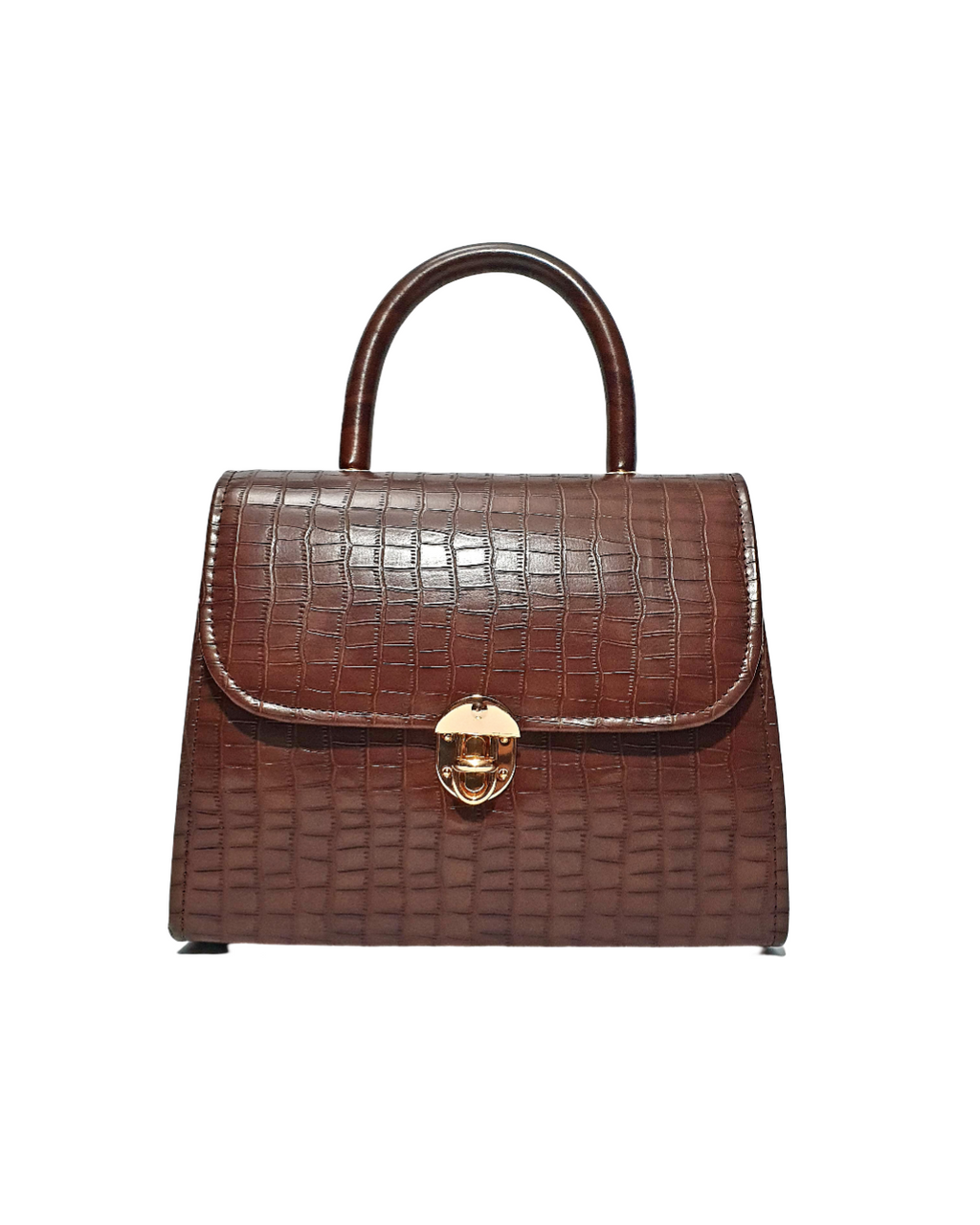 Croc-Embossed Top Handle Bag