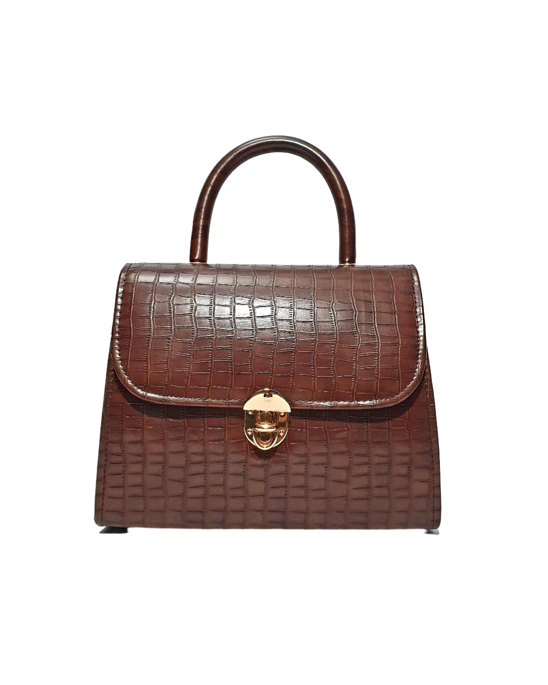 Croc-Embossed Top Handle Bag