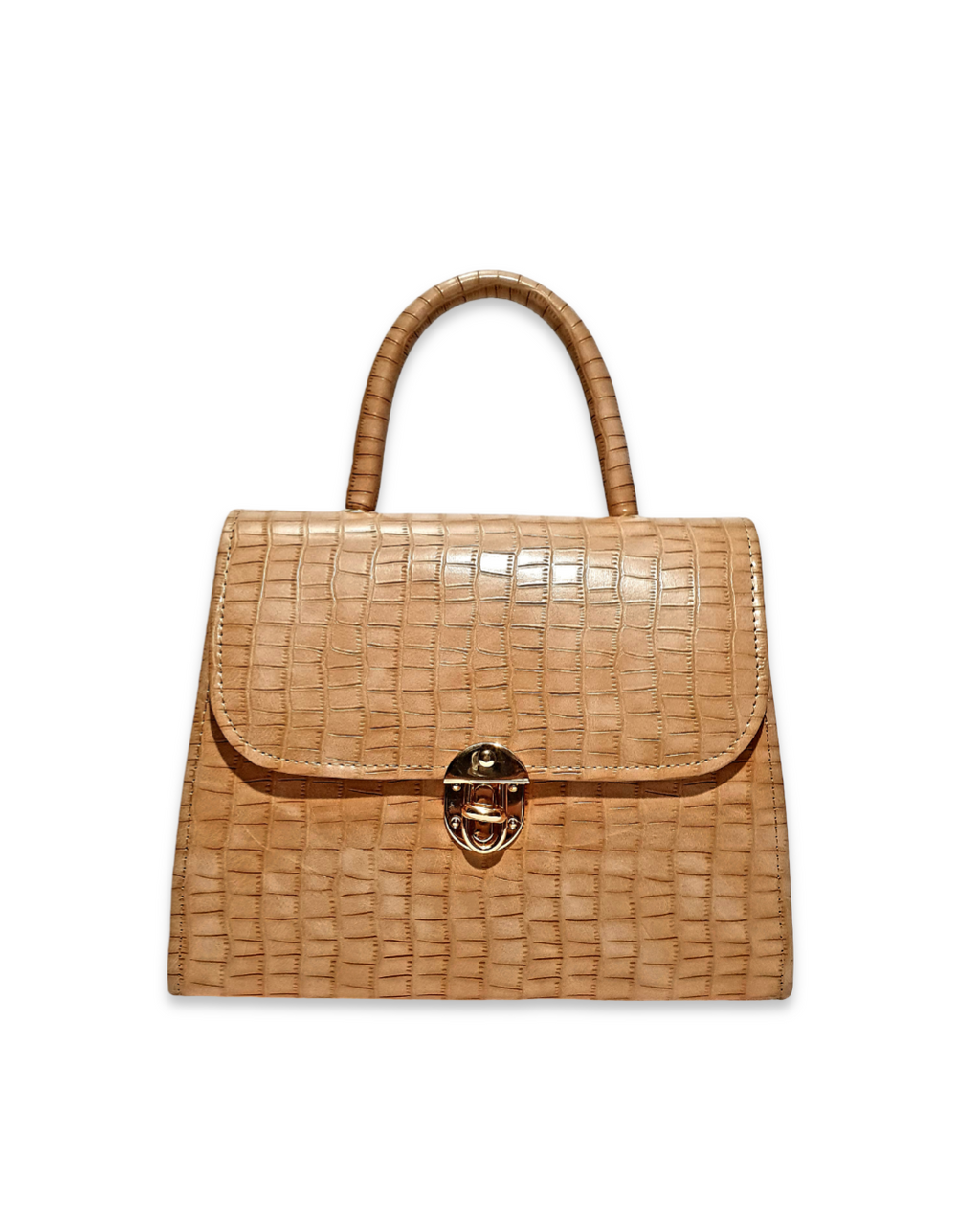 Croc-Embossed Top Handle Bag
