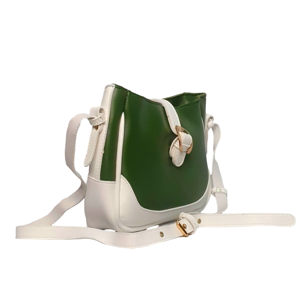 Sleek Two-Tone Saddle Crossbody Bag