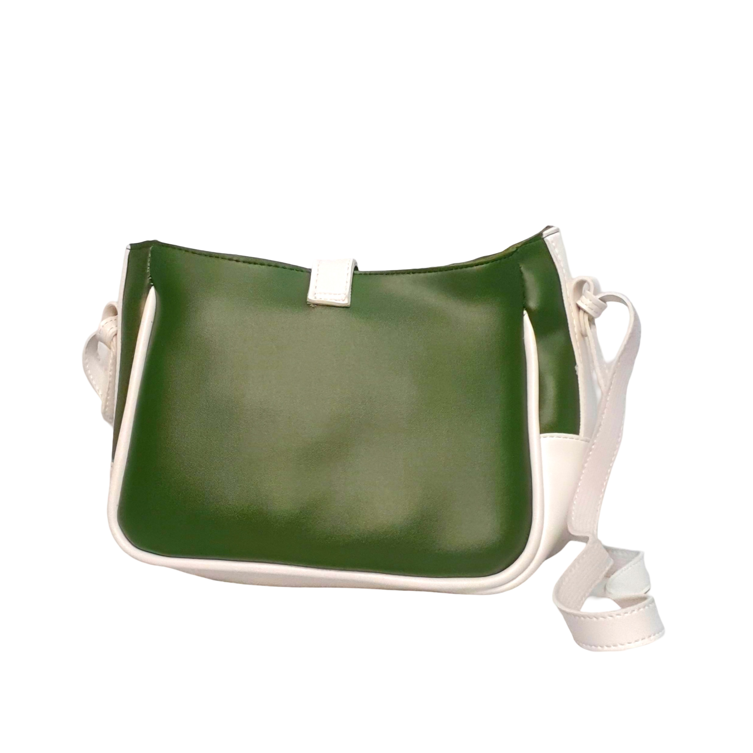 Sleek Two-Tone Saddle Crossbody Bag