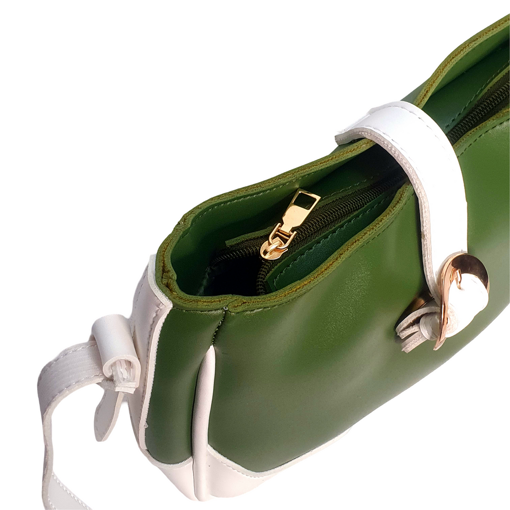 Sleek Two-Tone Saddle Crossbody Bag