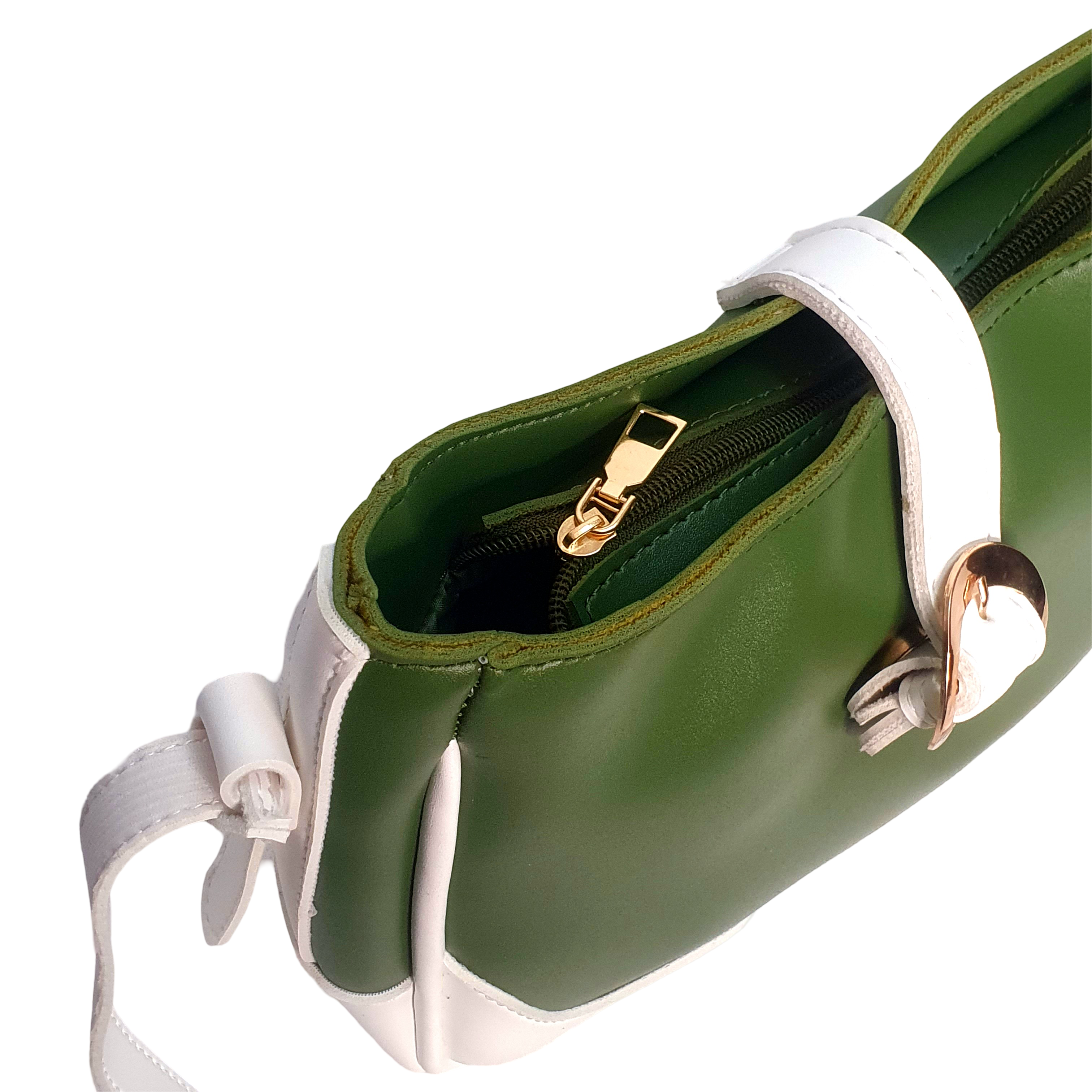 Sleek Two-Tone Saddle Crossbody Bag