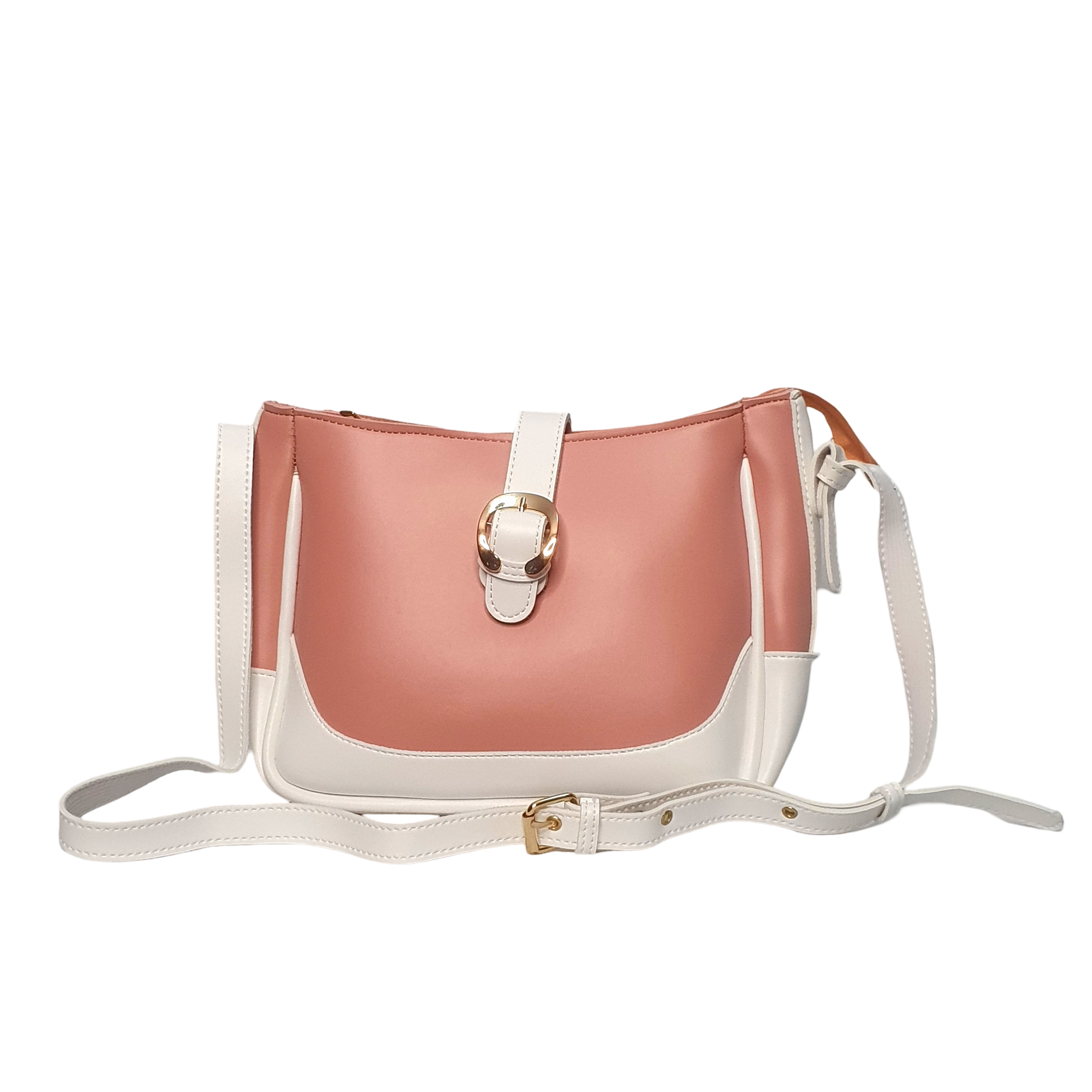 Sleek Two-Tone Saddle Crossbody Bag
