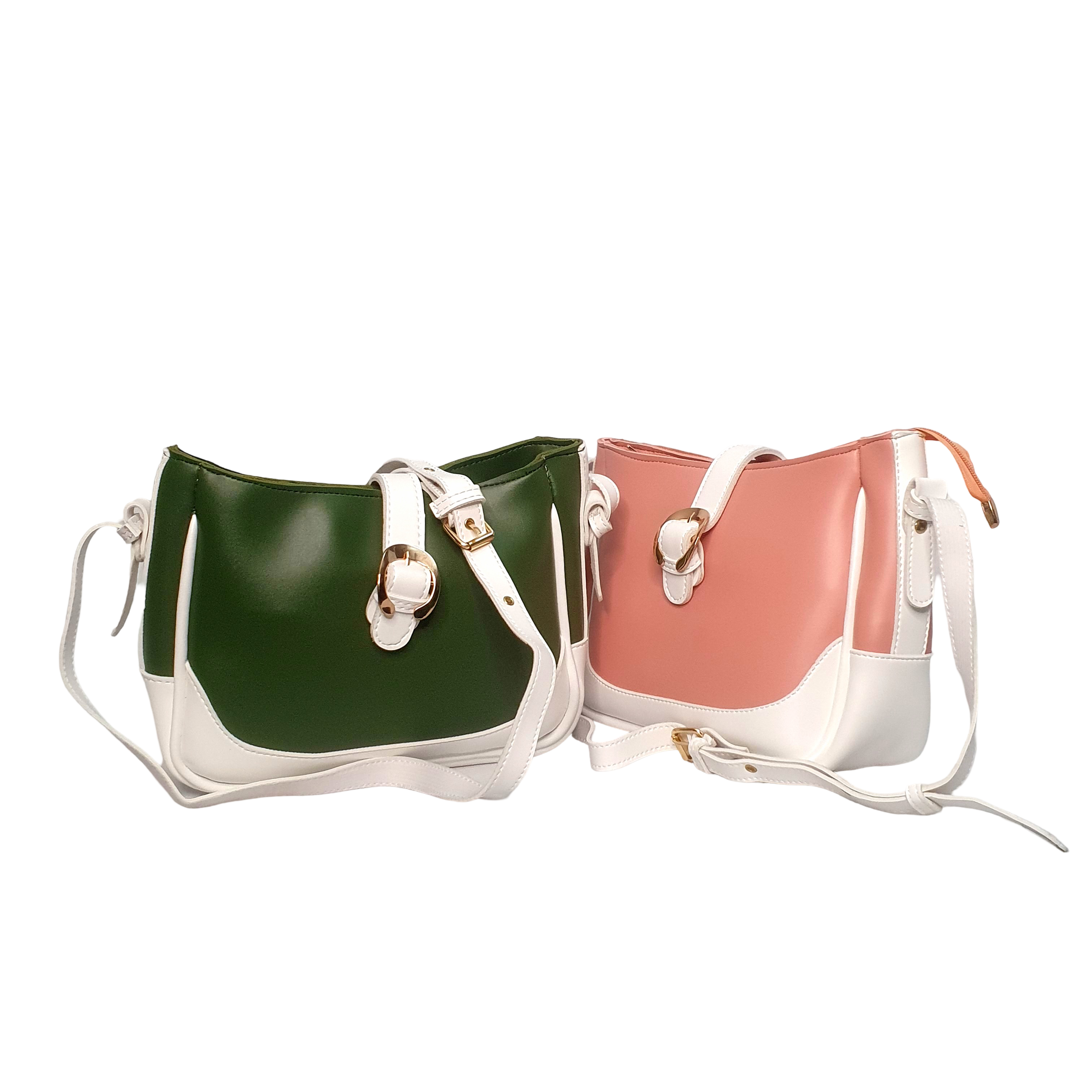 Sleek Two-Tone Saddle Crossbody Bag