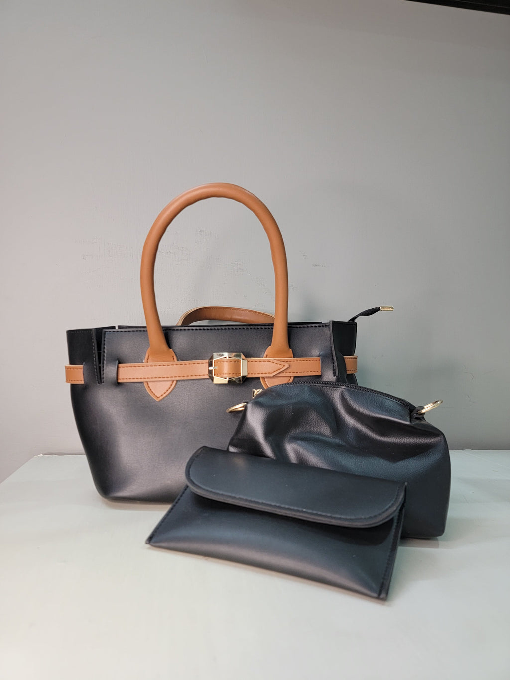 Structured Black Mini Tote Bag