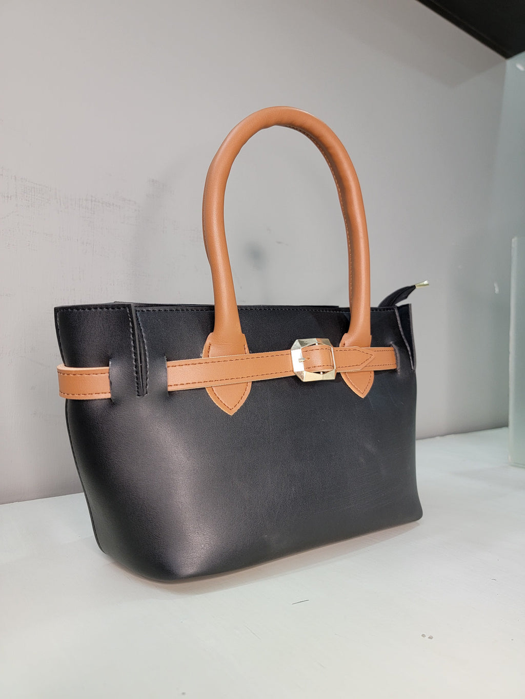 Structured Black Mini Tote Bag