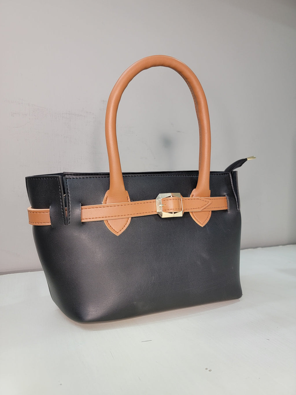 Structured Black Mini Tote Bag