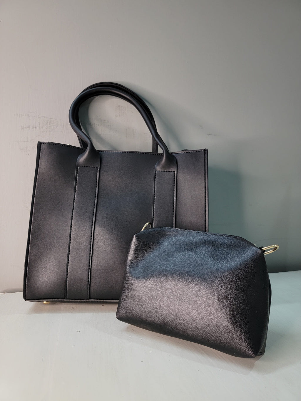 Elegant Boxy Black Tote Bag