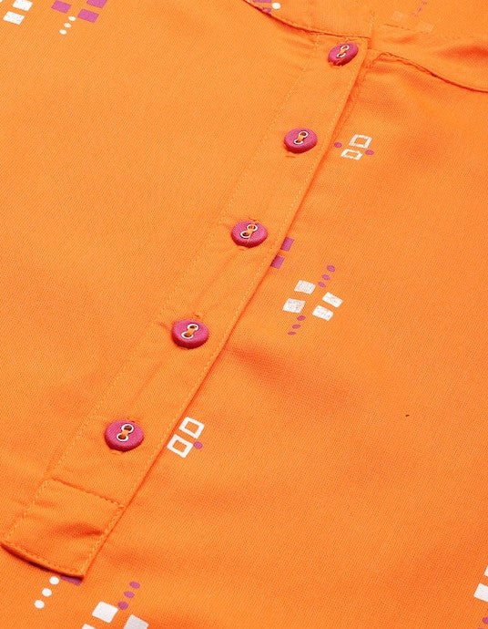 Orange Geometric Printed 2 Piece