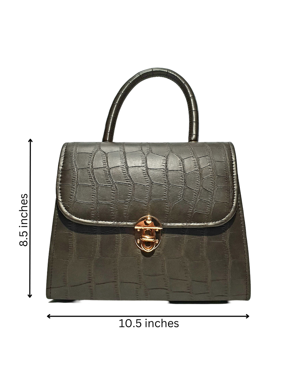 Croc-Embossed Top Handle Bag