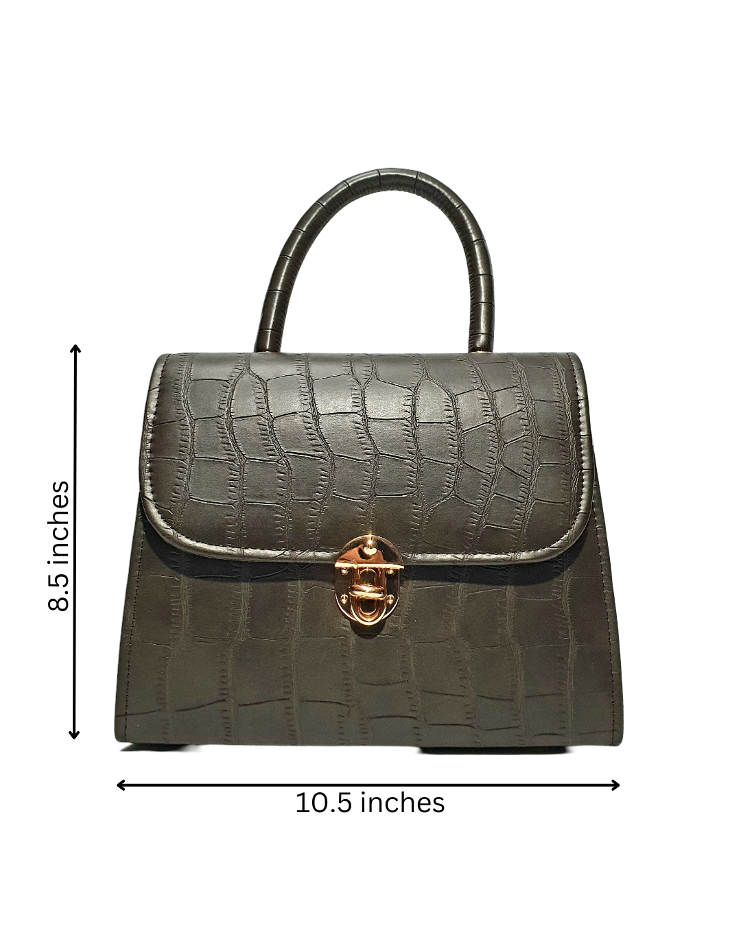Croc-Embossed Top Handle Bag