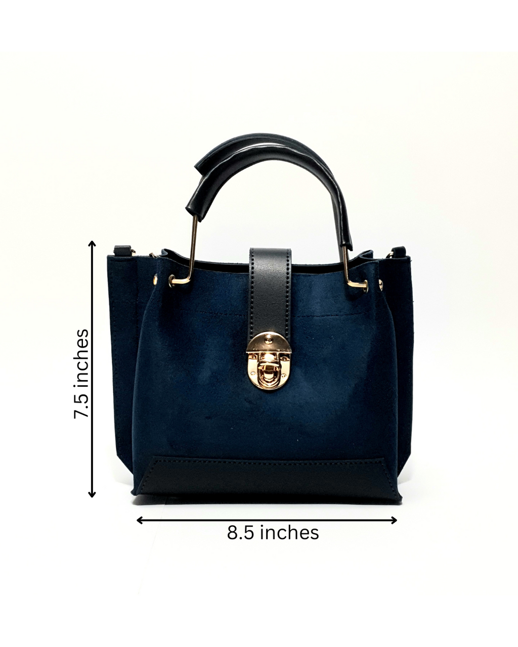 Elegant Navy Blue Suede Handbag