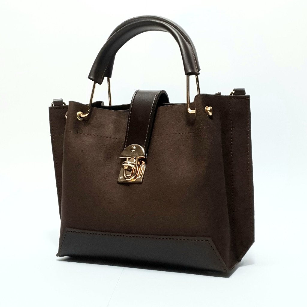 Elegant Navy Blue Suede Handbag