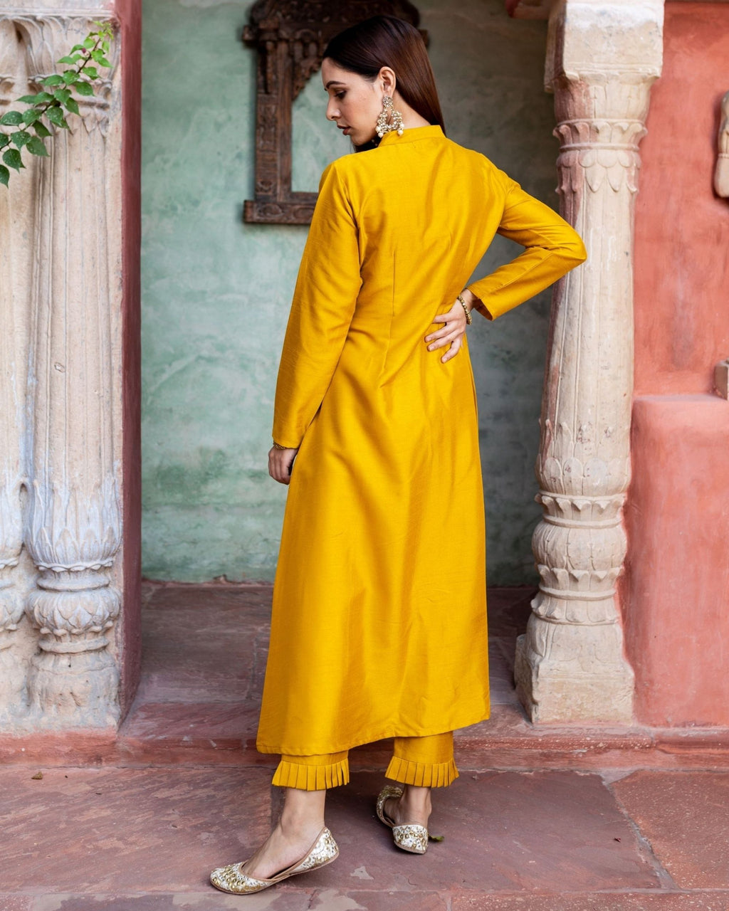 Mustard Katan Silk 2 Piece