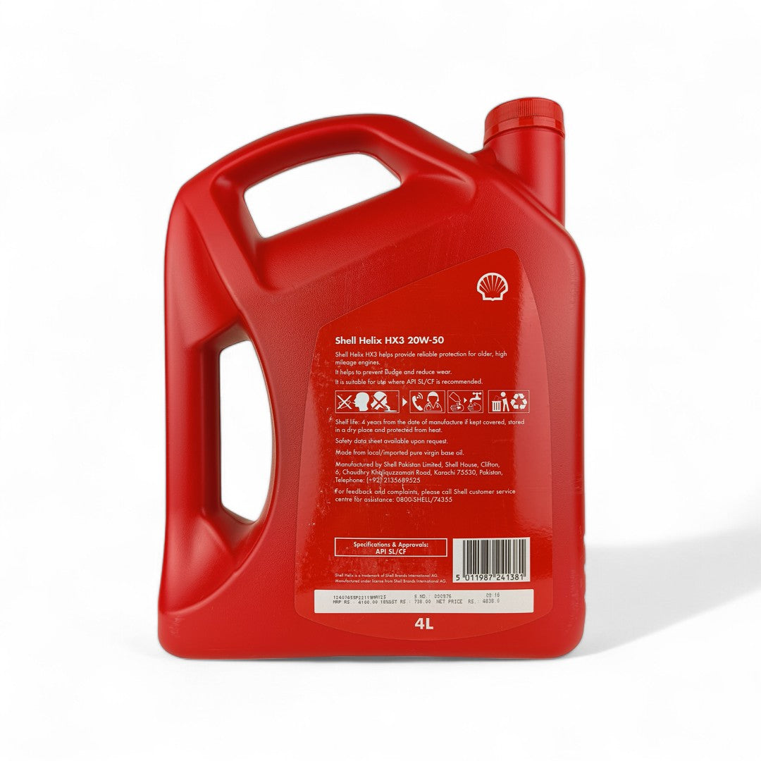 SHELL Helix HX3 20W-50 (20w50) Engine Oil - 4L, 3L, 1L