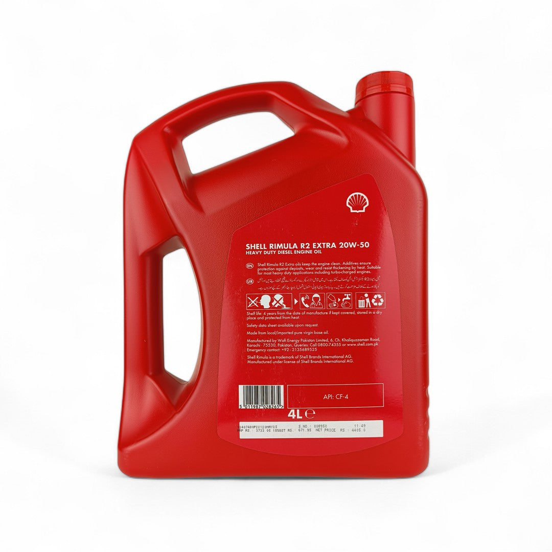SHELL Rimula R2 Extra 20W-50 (20w50) Engine Oil - 4L